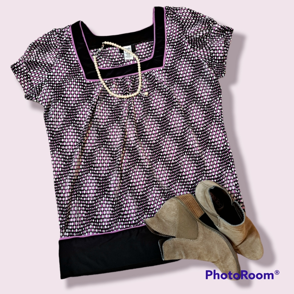 Studio 1940 Polka Dot Textured Blouse Womens Size Large